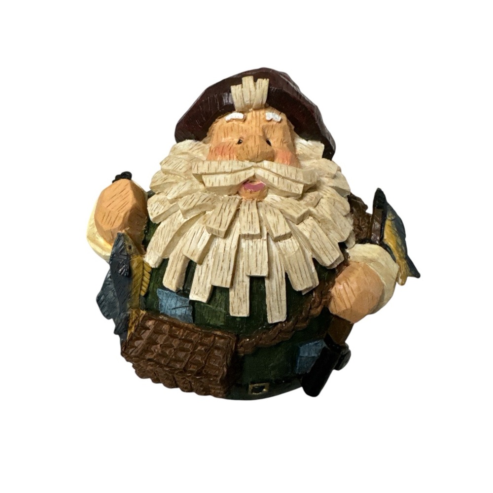 Roly Poly Fisherman Santa with Fish and Fishing basket. (D)